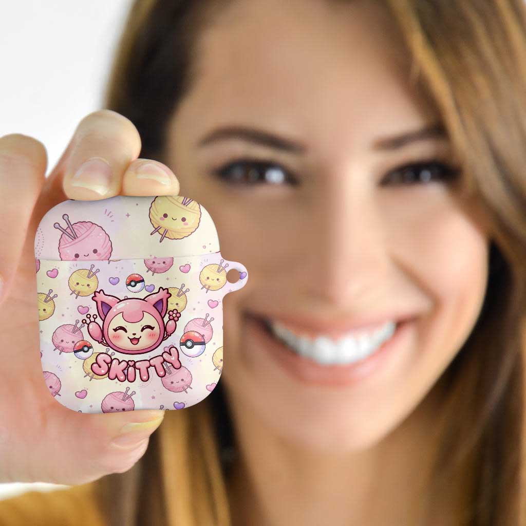 Skitty Pokémon AirPods Case Pastel Kawaii Yarn Art Style