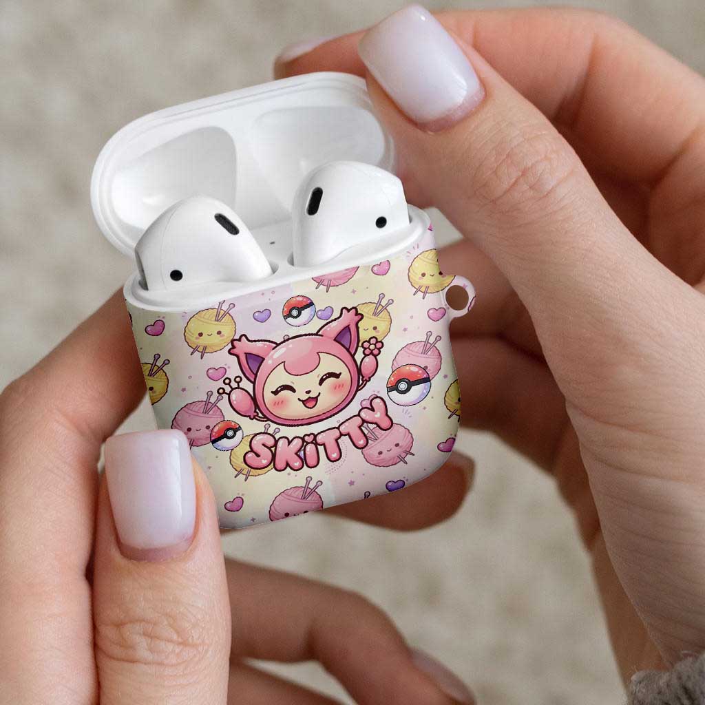 Skitty Pokémon AirPods Case Pastel Kawaii Yarn Art Style