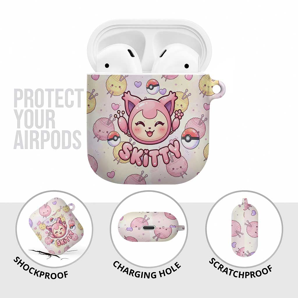 Skitty Pokémon AirPods Case Pastel Kawaii Yarn Art Style