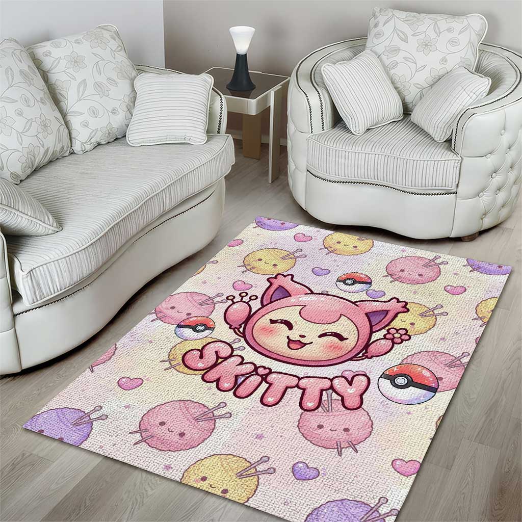 Skitty Pokémon Area Rug Pastel Kawaii Yarn Art Style