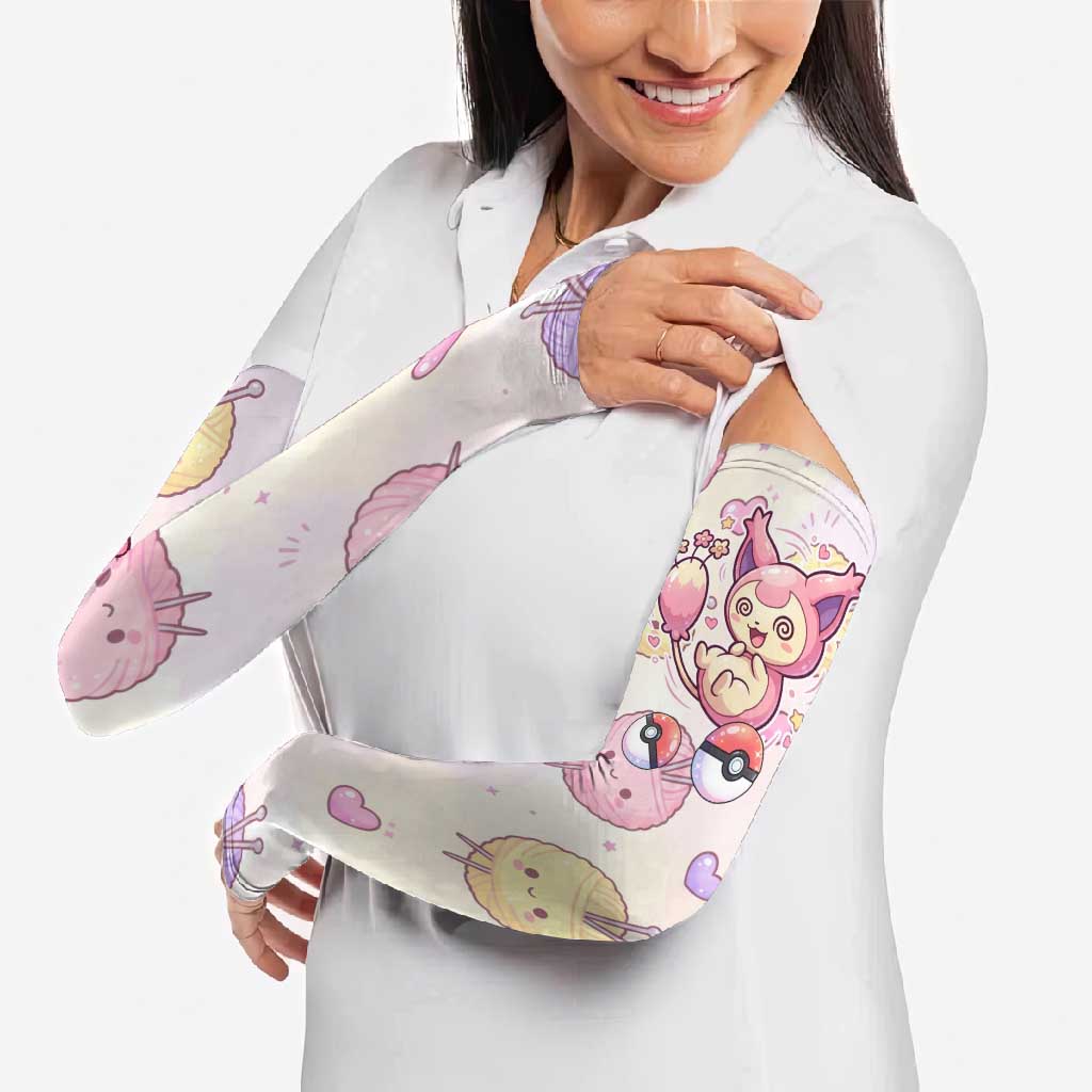 Skitty Pokémon Arm Sleeves Pastel Kawaii Yarn Art Style