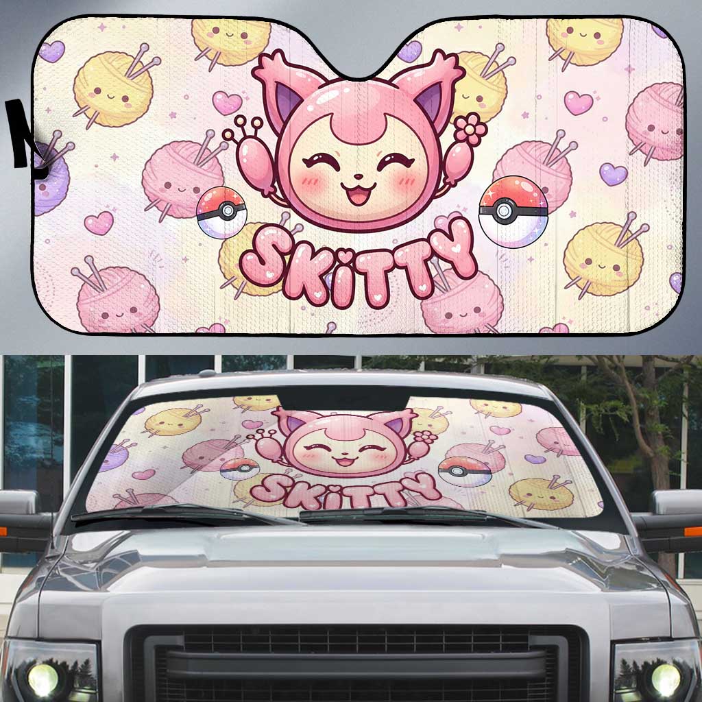 Skitty Pokémon Auto Sun Shade Pastel Kawaii Yarn Art Style