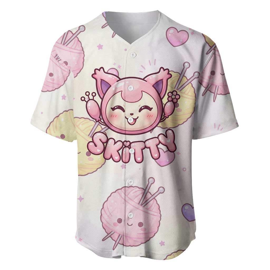 Skitty Pokémon Baseball Jersey Pastel Kawaii Yarn Art Style