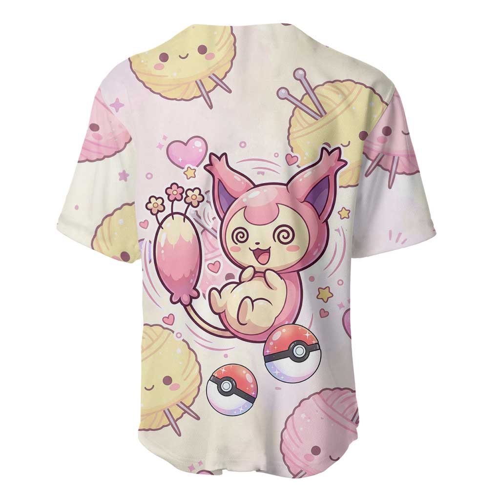 Skitty Pokémon Baseball Jersey Pastel Kawaii Yarn Art Style