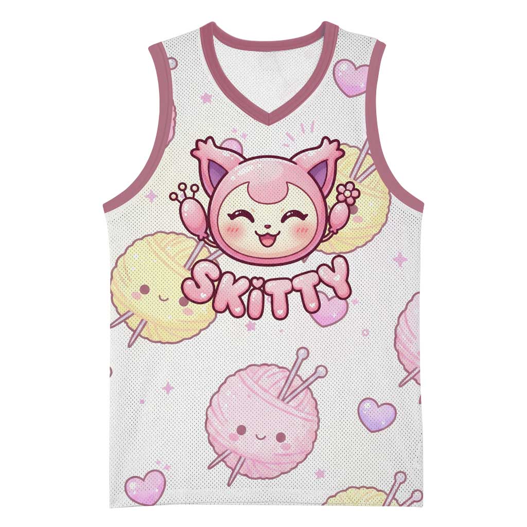 Skitty Pokémon Basketball Jersey Pastel Kawaii Yarn Art Style