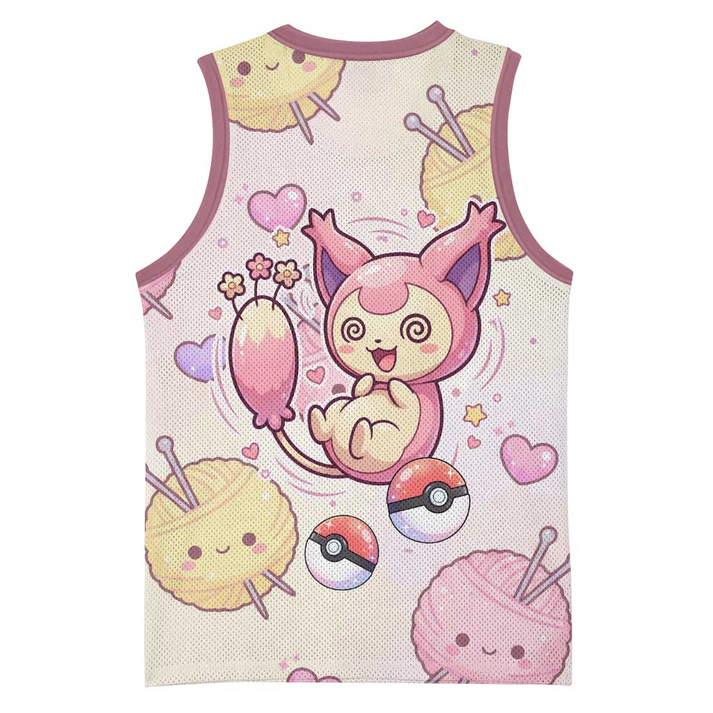 Skitty Pokémon Basketball Jersey Pastel Kawaii Yarn Art Style