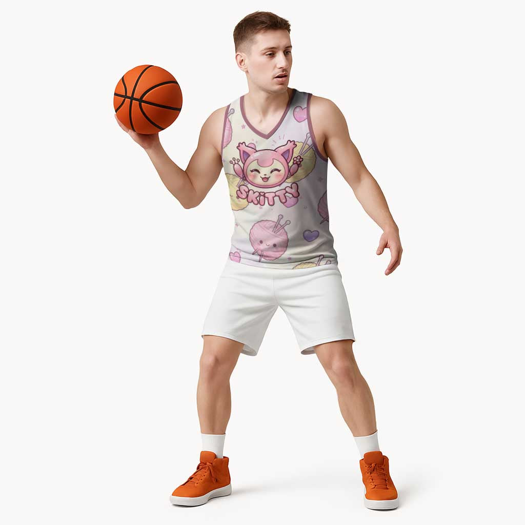 Skitty Pokémon Basketball Jersey Pastel Kawaii Yarn Art Style