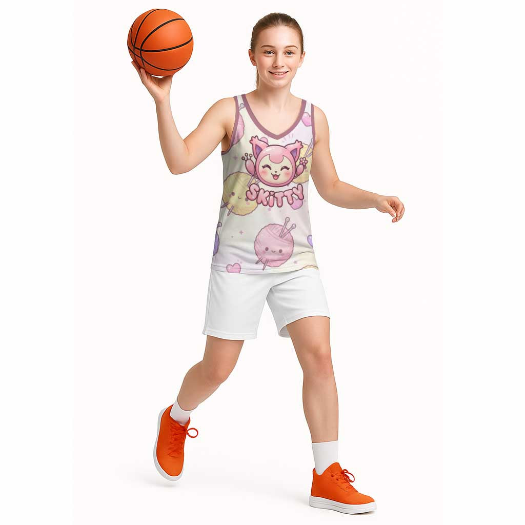 Skitty Pokémon Basketball Jersey Pastel Kawaii Yarn Art Style