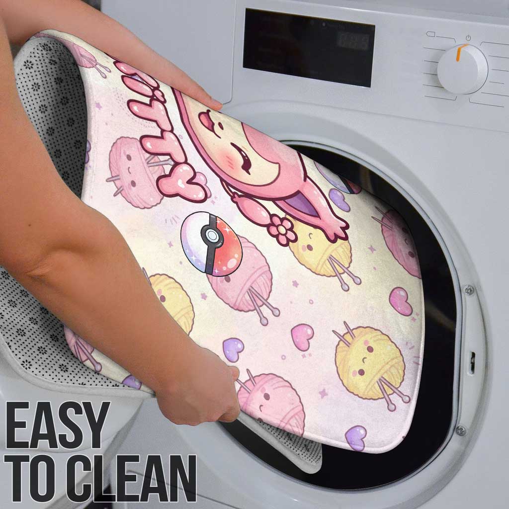 Skitty Pokémon Bathroom Set Pastel Kawaii Yarn Art Style