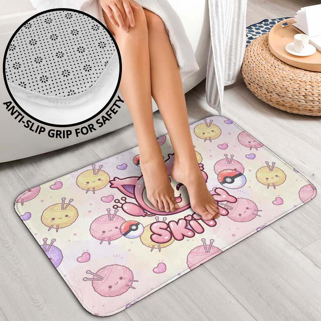 Skitty Pokémon Bathroom Set Pastel Kawaii Yarn Art Style