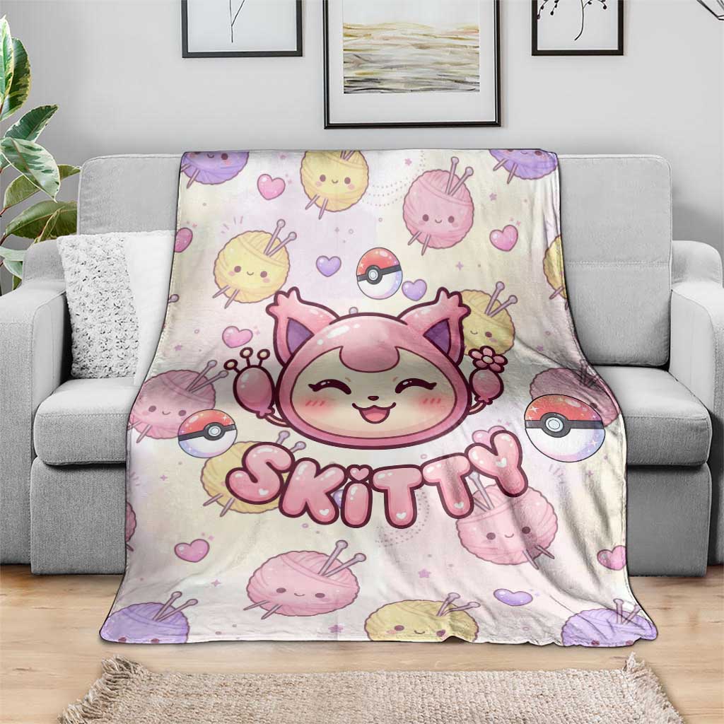 Skitty Pokémon Blanket Pastel Kawaii Yarn Art Style