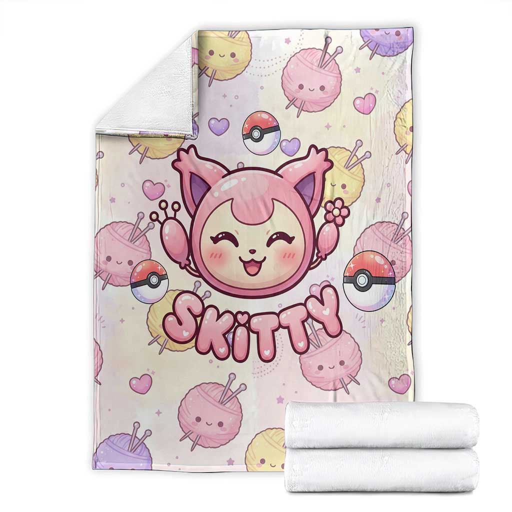 Skitty Pokémon Blanket Pastel Kawaii Yarn Art Style