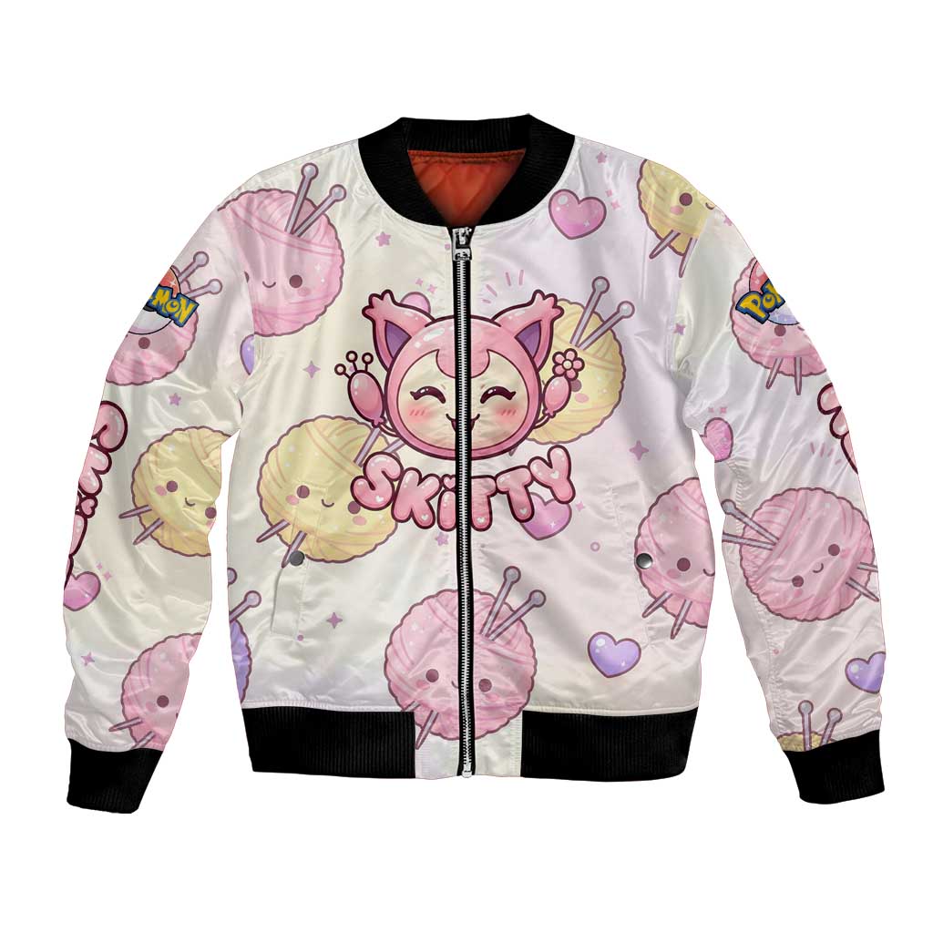 Skitty Pokémon Bomber Jacket Pastel Kawaii Yarn Art Style