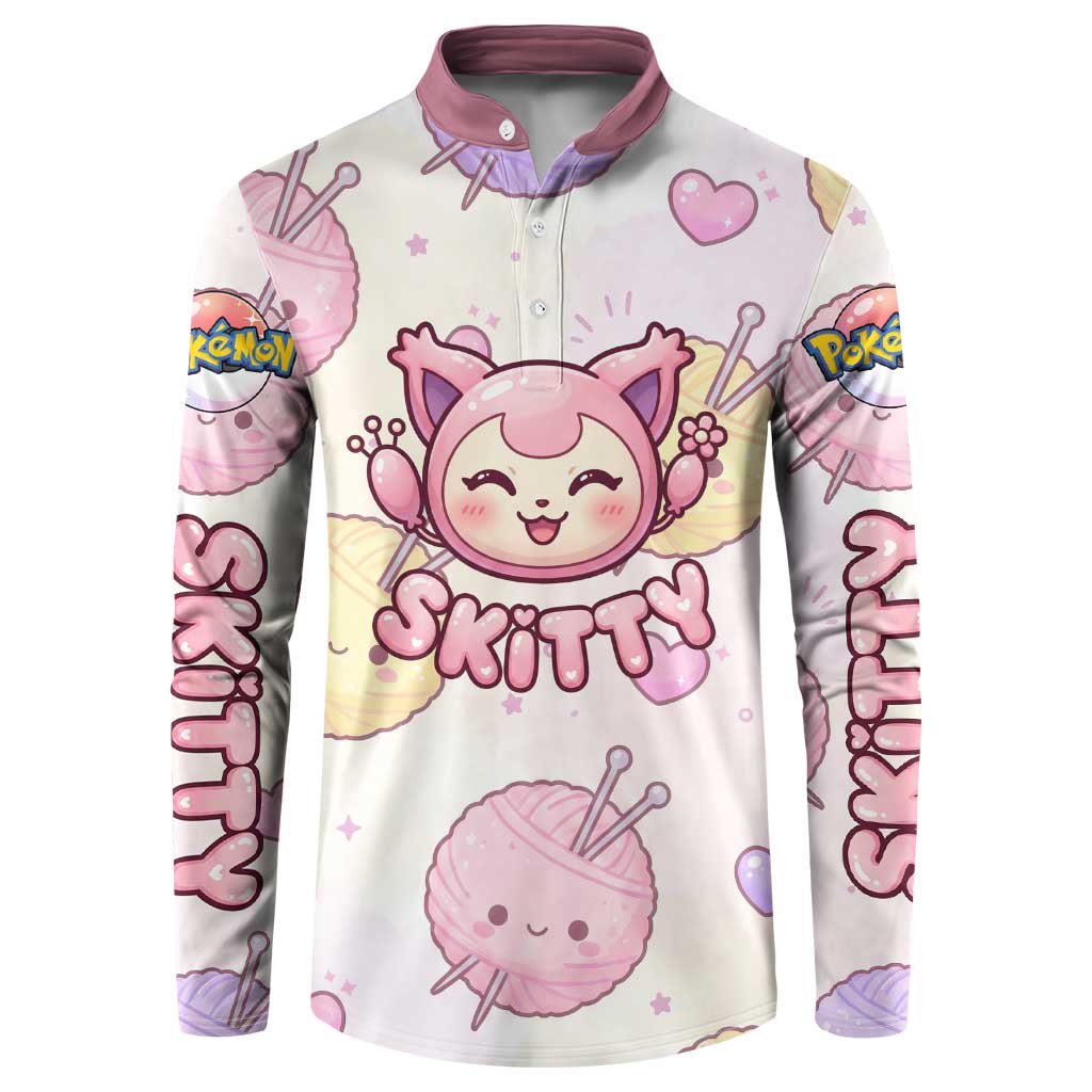 Skitty Pokémon Button Sweatshirt Pastel Kawaii Yarn Art Style