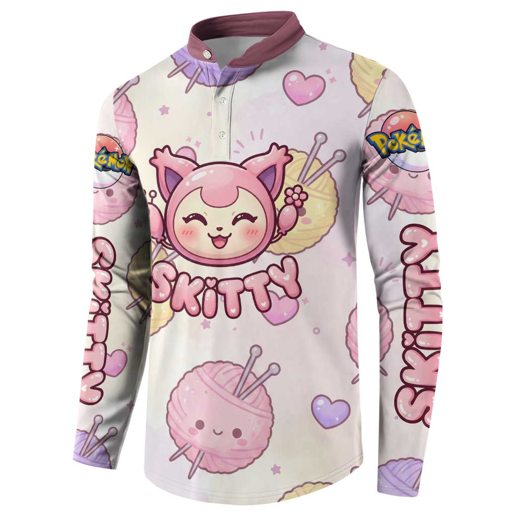 Skitty Pokémon Button Sweatshirt Pastel Kawaii Yarn Art Style