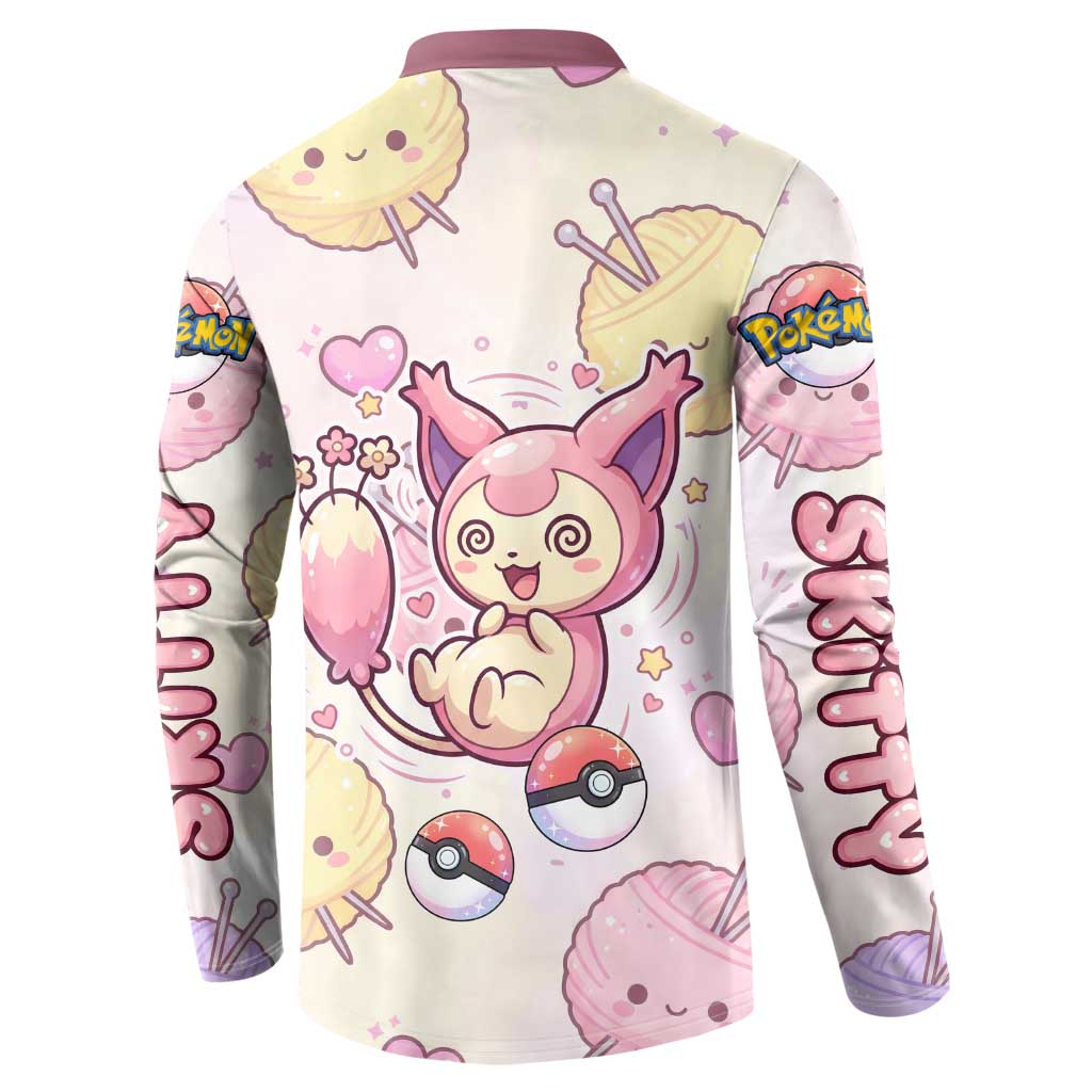 Skitty Pokémon Button Sweatshirt Pastel Kawaii Yarn Art Style