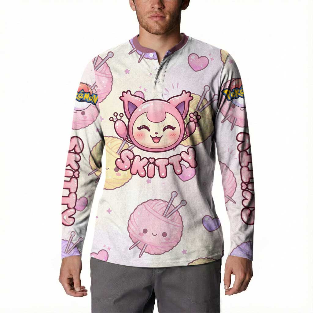 Skitty Pokémon Button Sweatshirt Pastel Kawaii Yarn Art Style