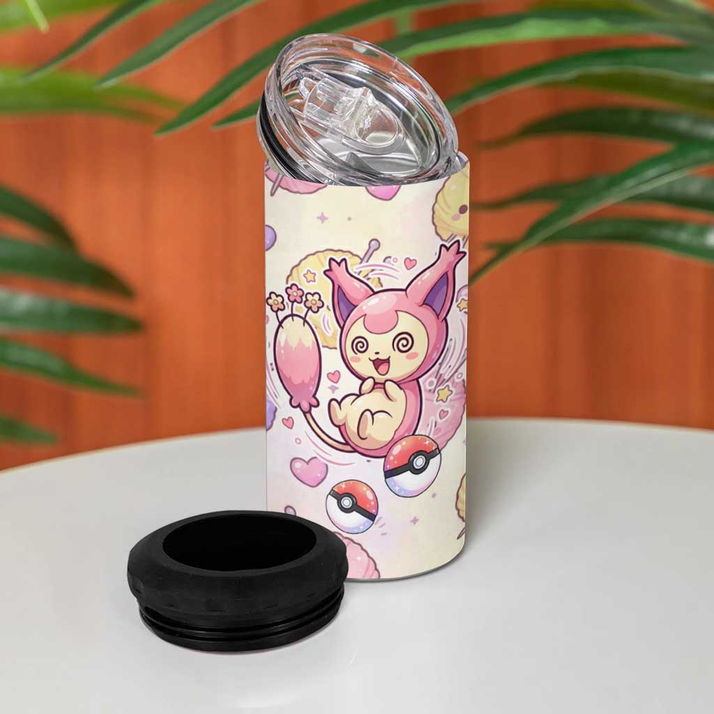 Skitty Pokémon 4 in 1 Can Cooler Tumbler Pastel Kawaii Yarn Art Style