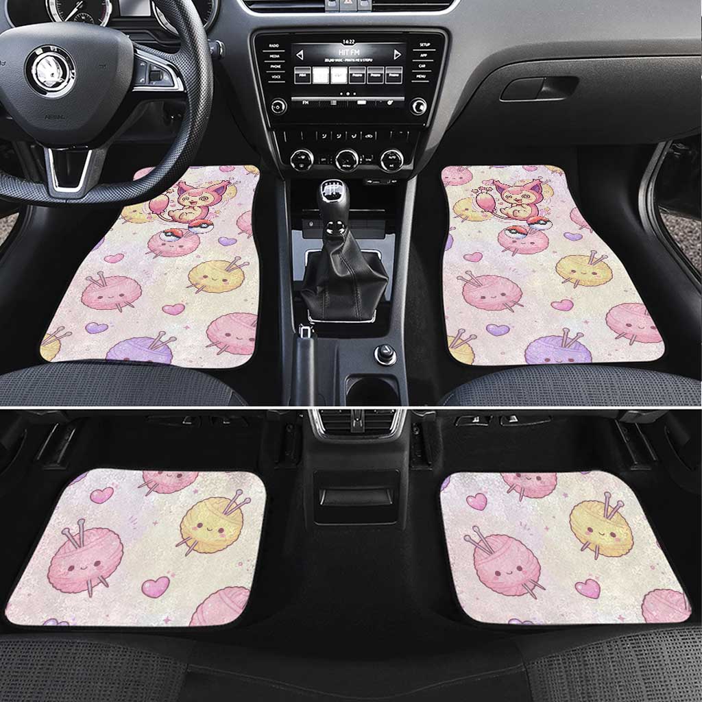 Skitty Pokémon Car Mats Pastel Kawaii Yarn Art Style