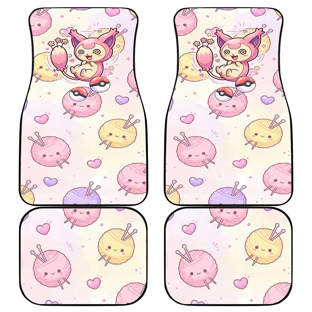 Skitty Pokémon Car Mats Pastel Kawaii Yarn Art Style