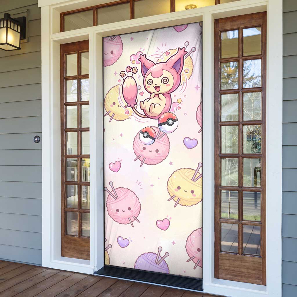 Skitty Pokémon Door Cover Pastel Kawaii Yarn Art Style