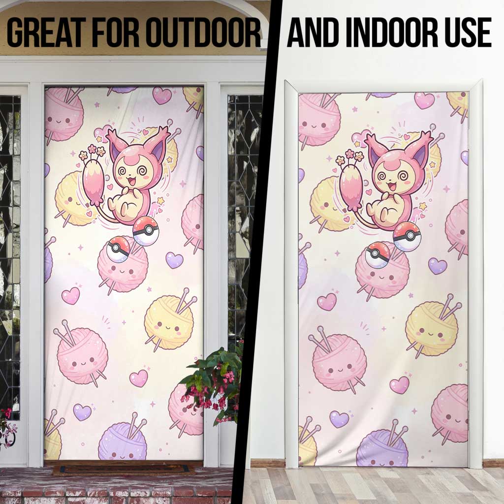 Skitty Pokémon Door Cover Pastel Kawaii Yarn Art Style