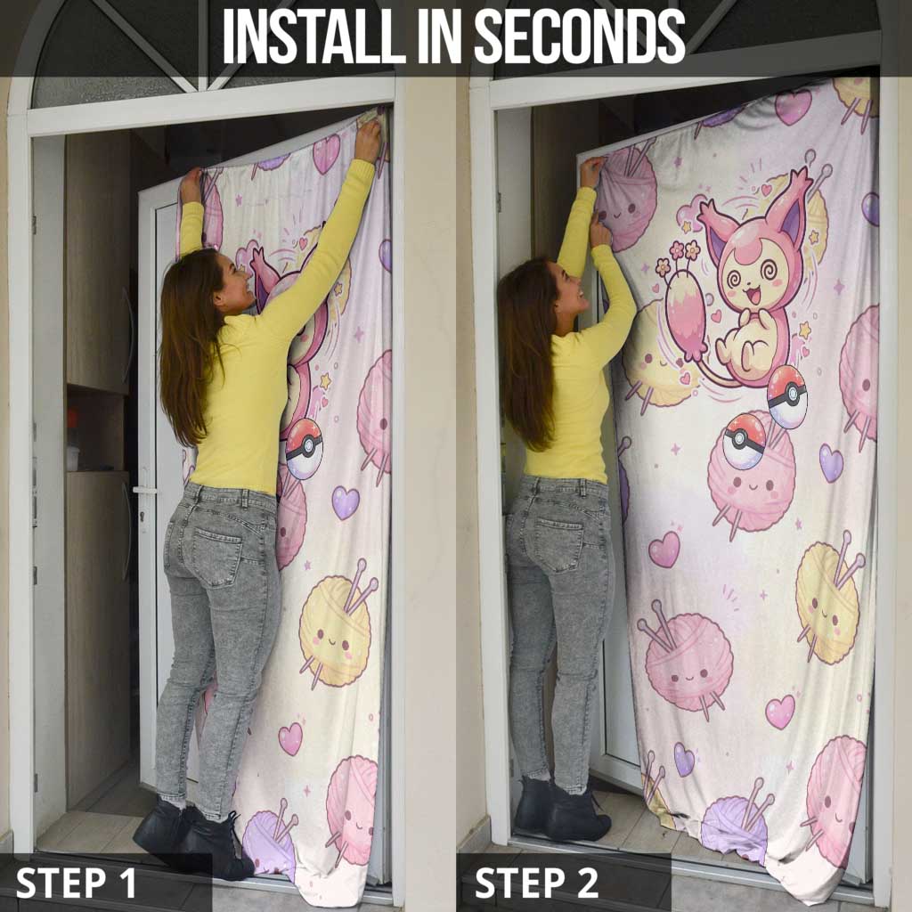 Skitty Pokémon Door Cover Pastel Kawaii Yarn Art Style