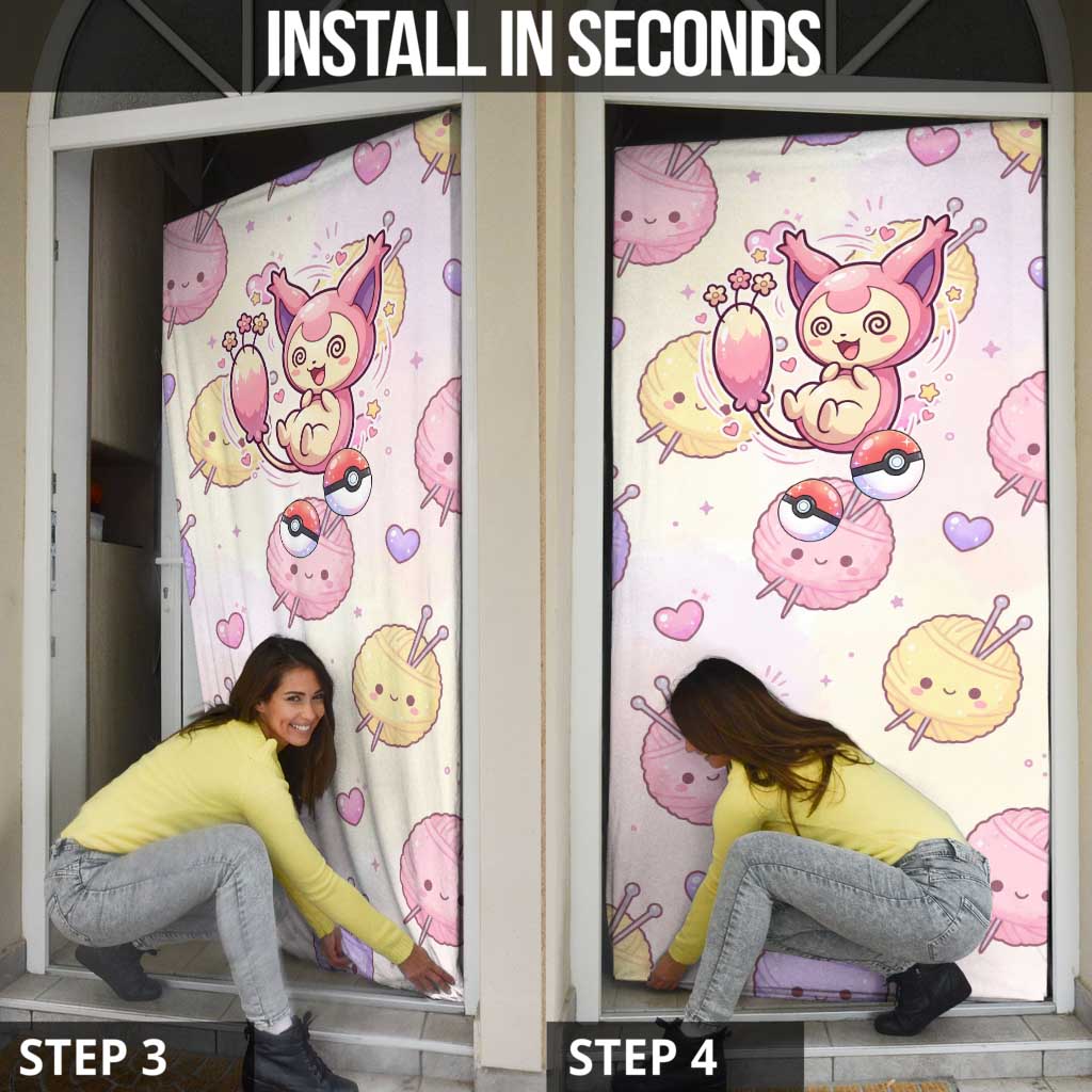 Skitty Pokémon Door Cover Pastel Kawaii Yarn Art Style