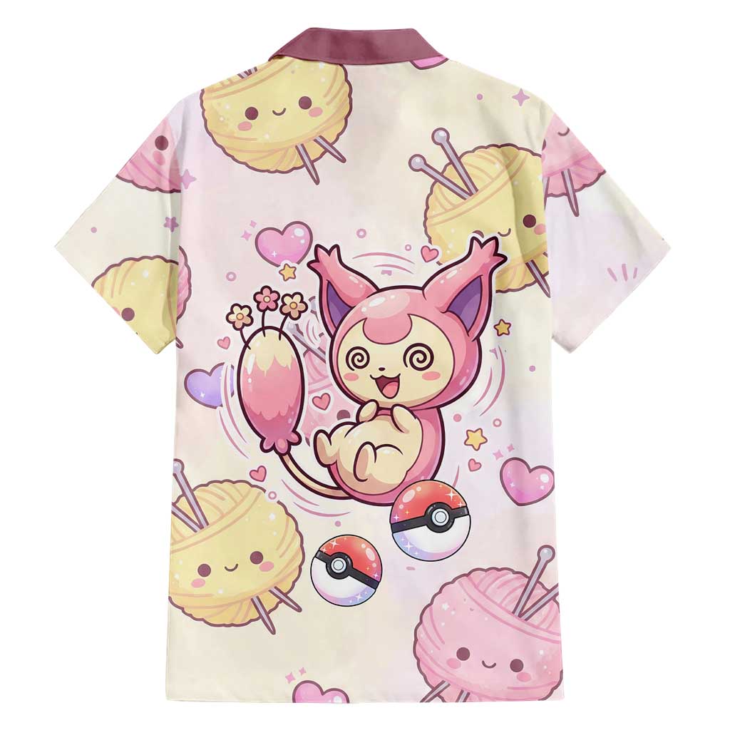Skitty Pokémon Family Matching Mermaid Dress and Hawaiian Shirt Pastel Kawaii Yarn Art Style