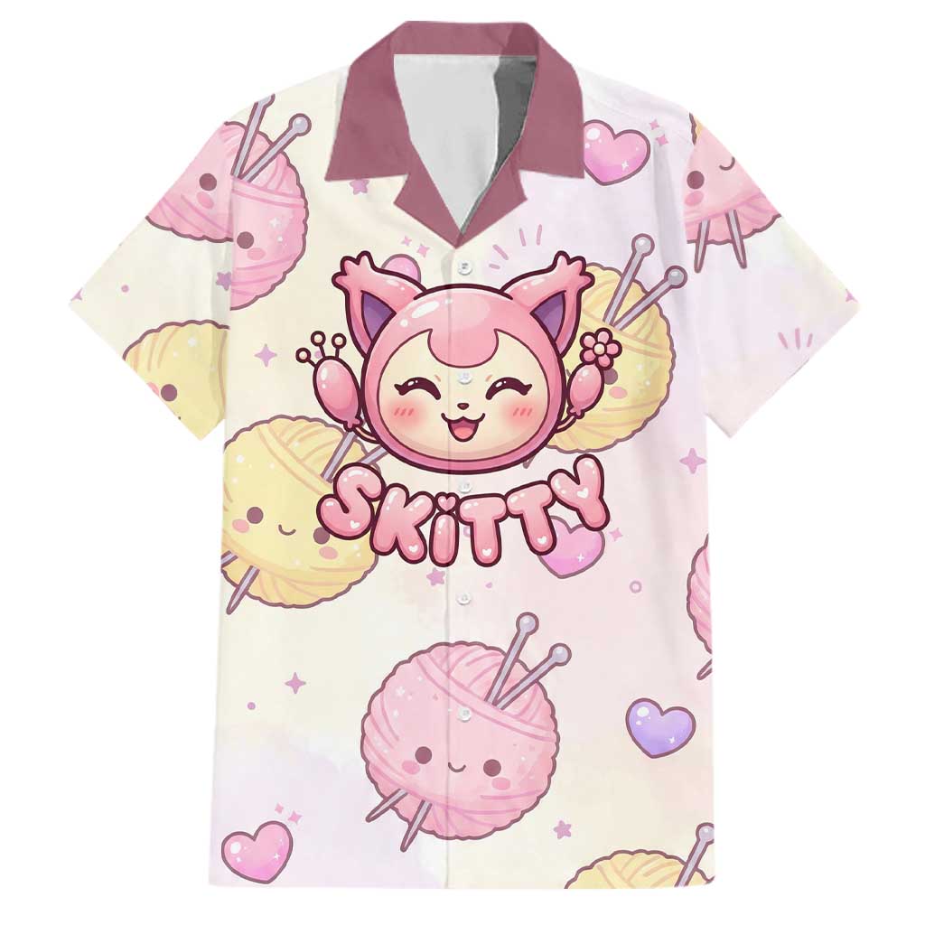 Skitty Pokémon Family Matching Summer Maxi Dress and Hawaiian Shirt Pastel Kawaii Yarn Art Style