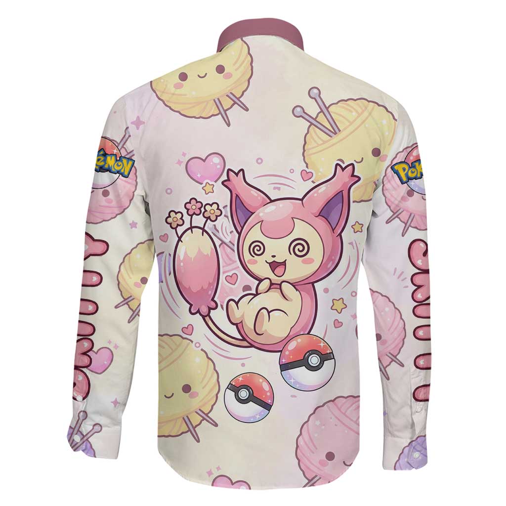 Skitty Pokémon Family Matching Tank Maxi Dress and Hawaiian Shirt Pastel Kawaii Yarn Art Style