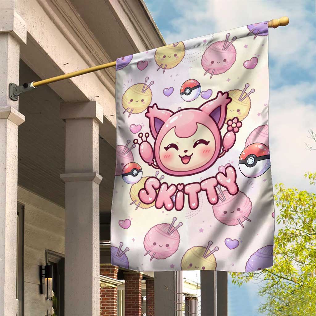 Skitty Pokémon Garden Flag Pastel Kawaii Yarn Art Style