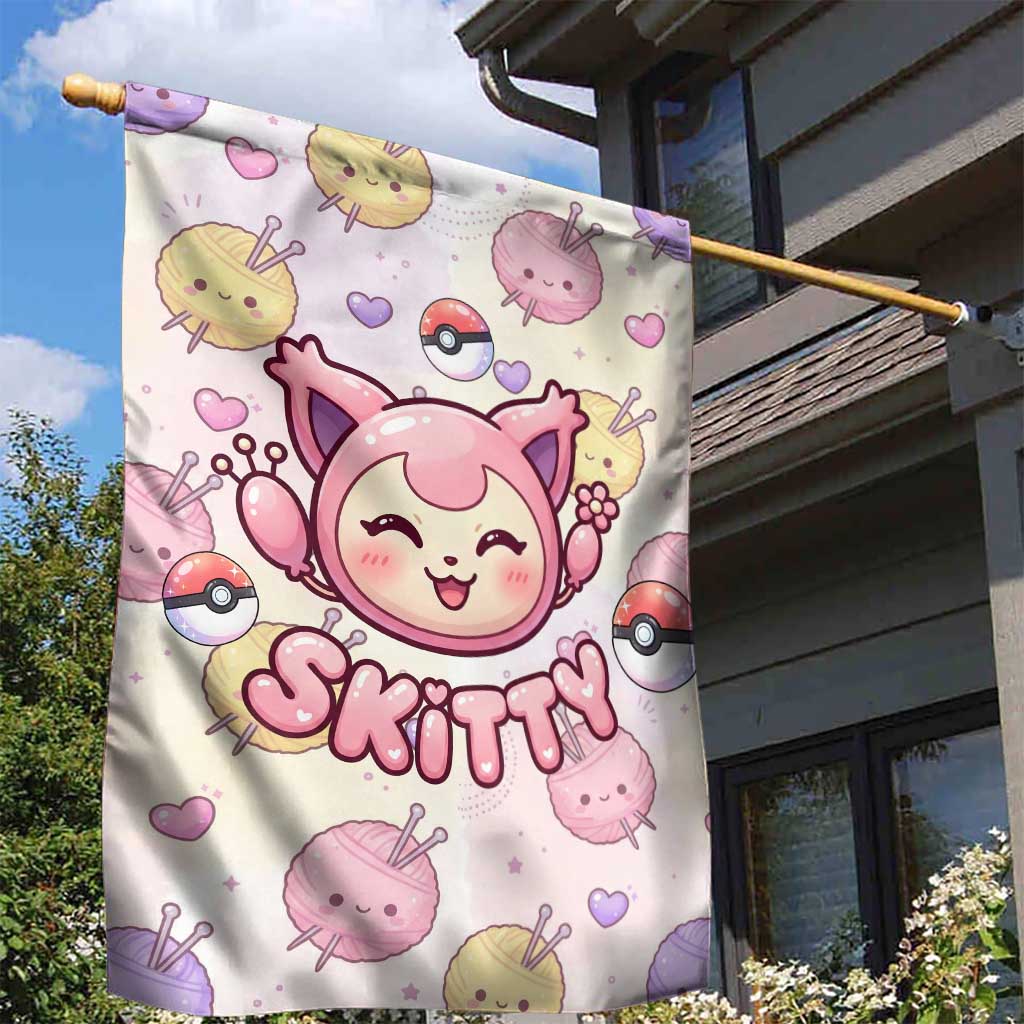 Skitty Pokémon Garden Flag Pastel Kawaii Yarn Art Style