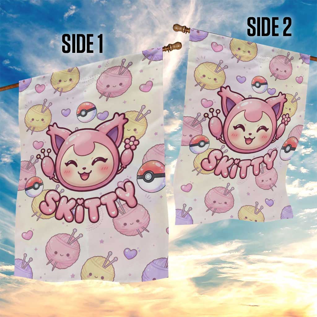 Skitty Pokémon Garden Flag Pastel Kawaii Yarn Art Style