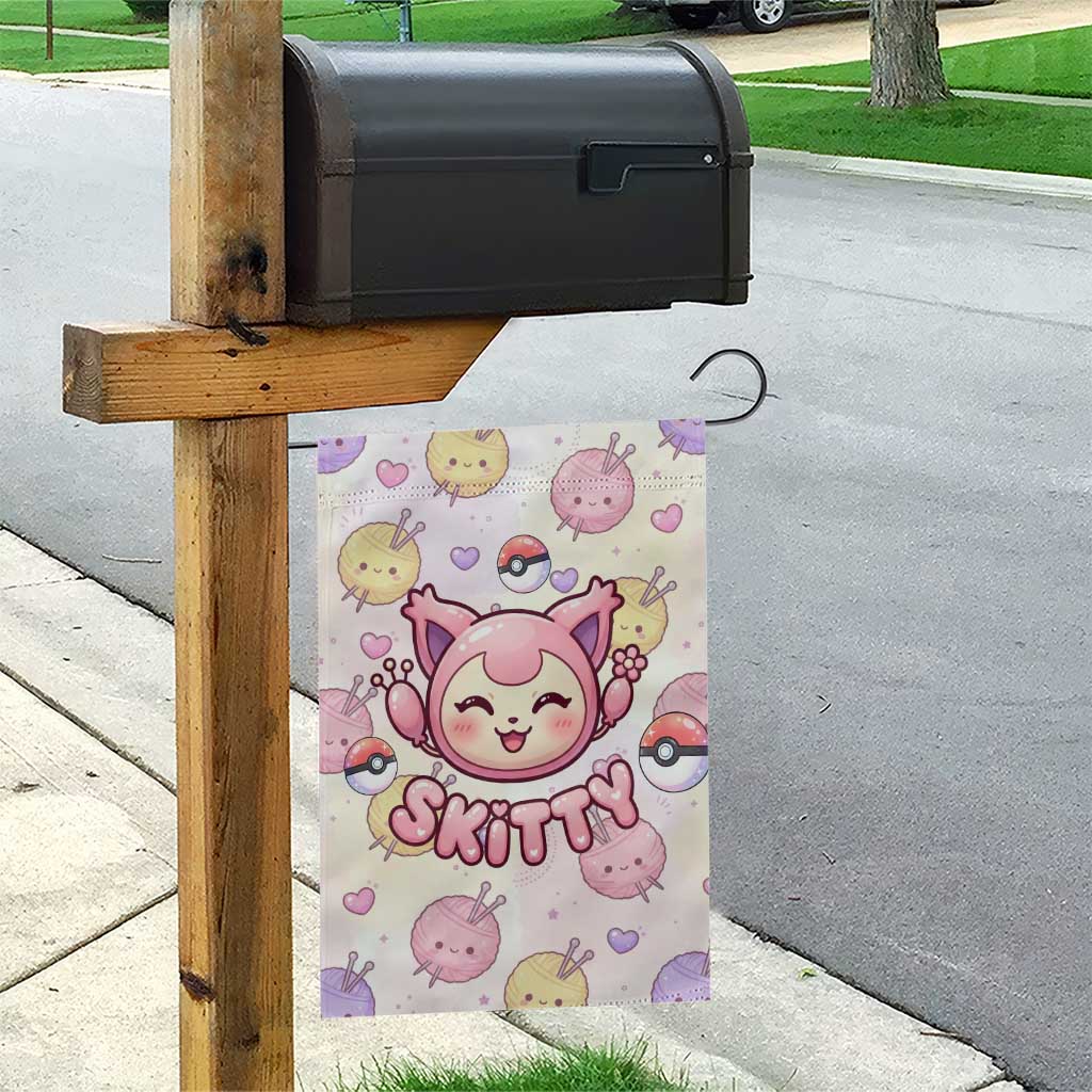 Skitty Pokémon Garden Flag Pastel Kawaii Yarn Art Style