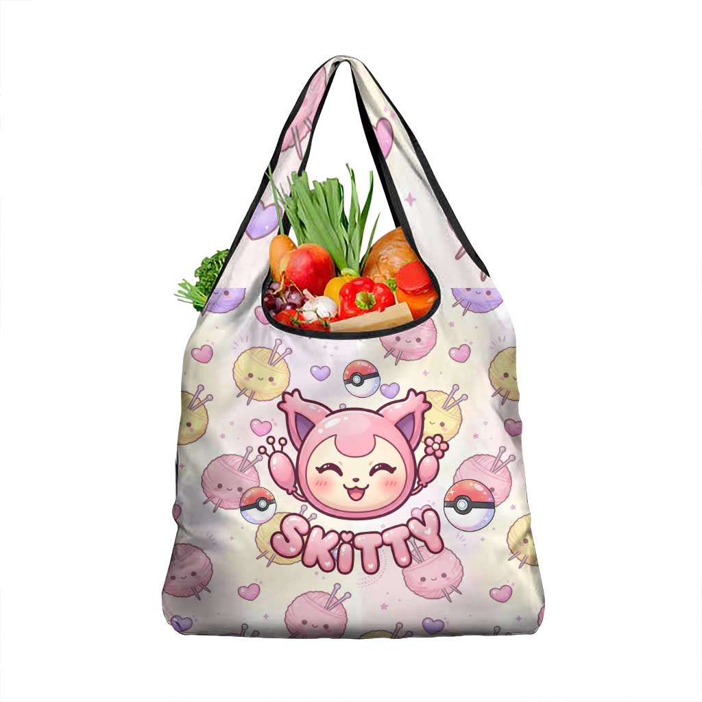 Skitty Pokémon Grocery Bag Pastel Kawaii Yarn Art Style