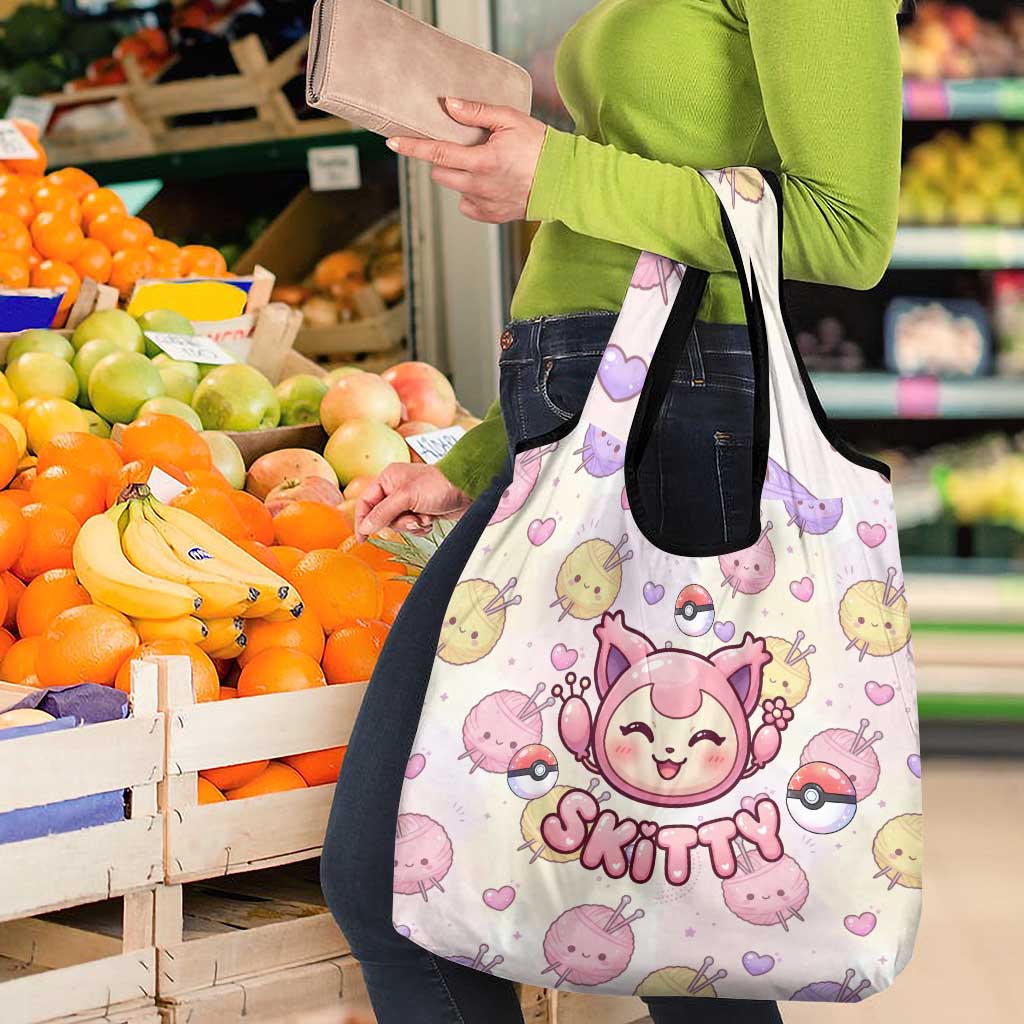 Skitty Pokémon Grocery Bag Pastel Kawaii Yarn Art Style