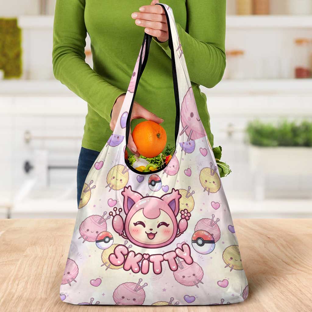 Skitty Pokémon Grocery Bag Pastel Kawaii Yarn Art Style