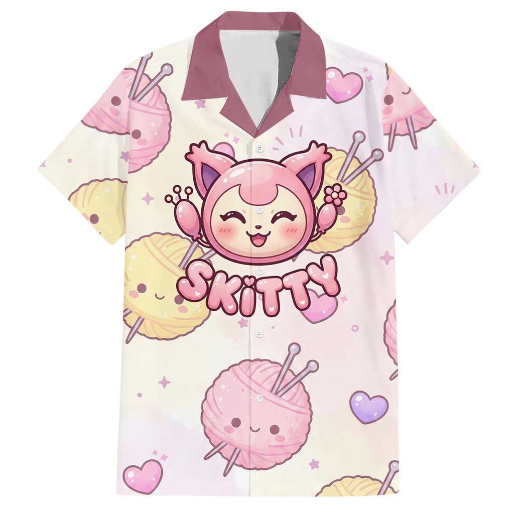 Skitty Pokémon Hawaiian Shirt Pastel Kawaii Yarn Art Style