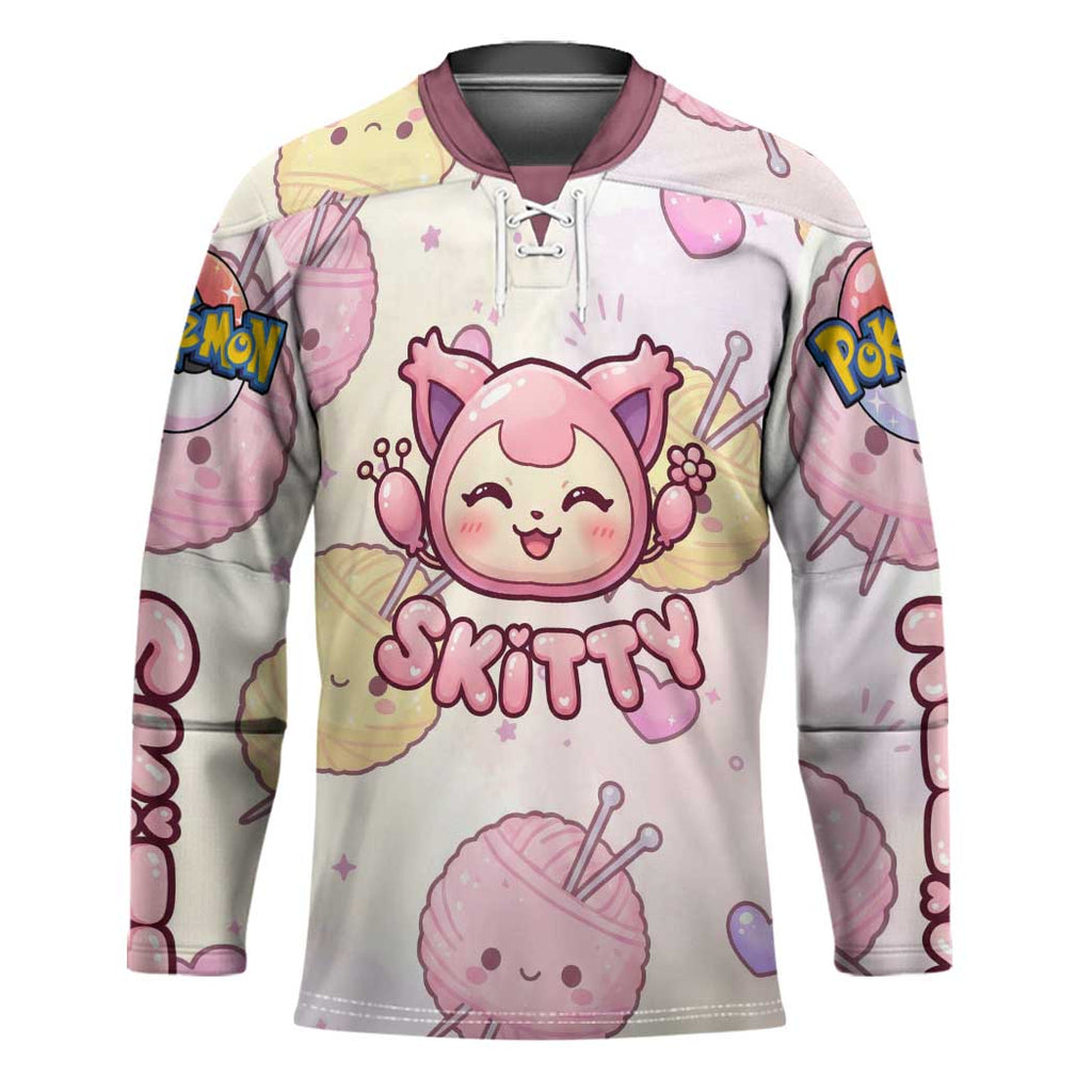 Skitty Pokémon Hockey Jersey Pastel Kawaii Yarn Art Style