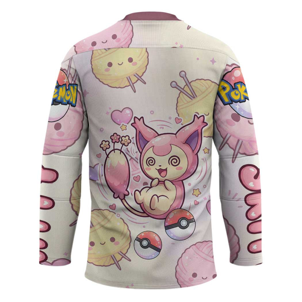 Skitty Pokémon Hockey Jersey Pastel Kawaii Yarn Art Style