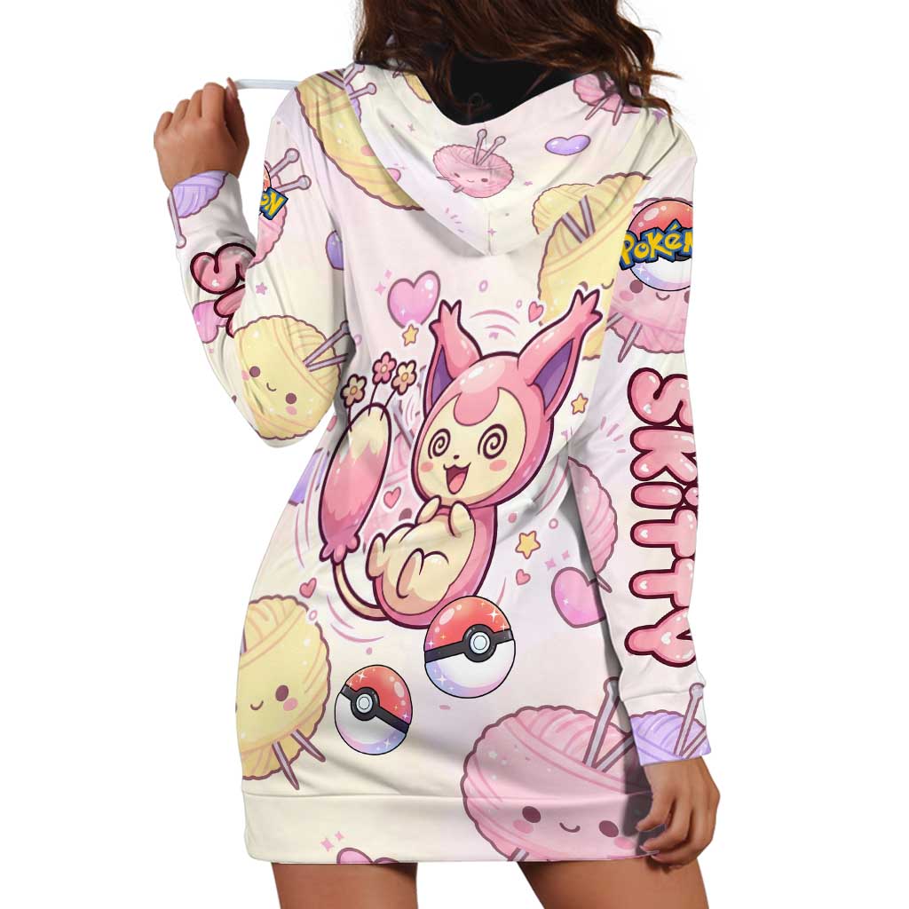 Skitty Pokémon Hoodie Dress Pastel Kawaii Yarn Art Style