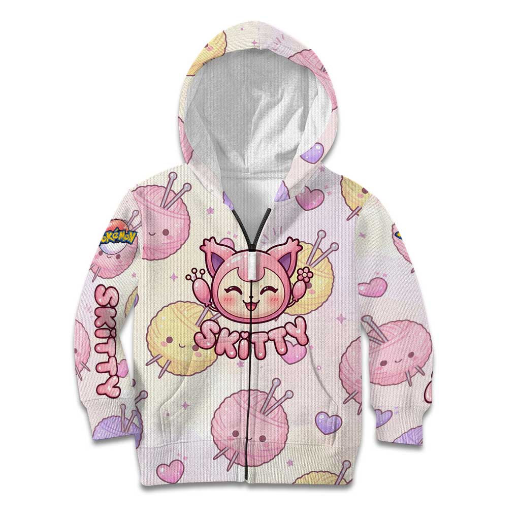 Skitty Pokémon Kid Hoodie Pastel Kawaii Yarn Art Style