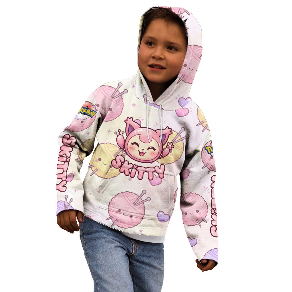 Skitty Pokémon Kid Hoodie Pastel Kawaii Yarn Art Style