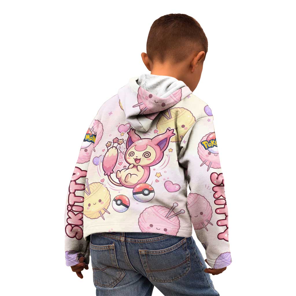 Skitty Pokémon Kid Hoodie Pastel Kawaii Yarn Art Style