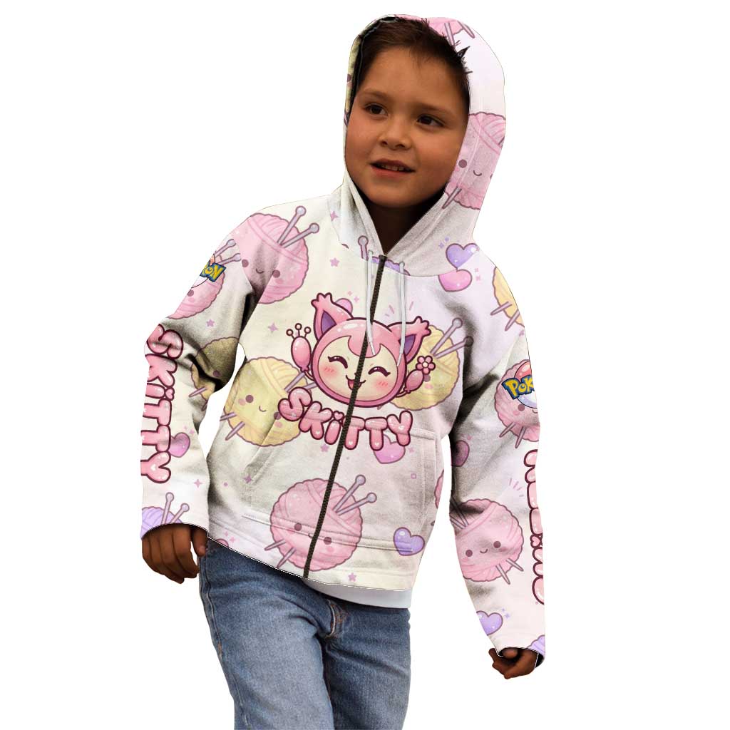Skitty Pokémon Kid Hoodie Pastel Kawaii Yarn Art Style