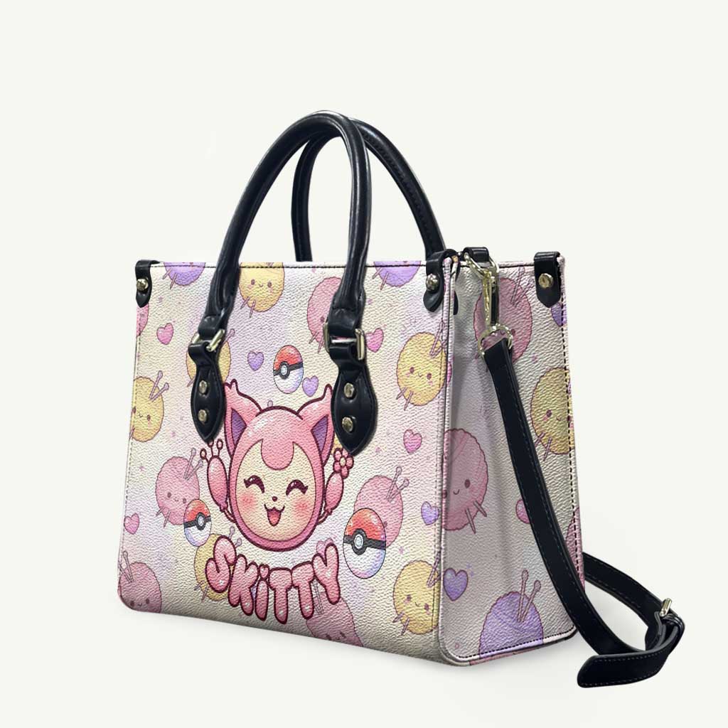 Skitty Pokémon Leather Bag Pastel Kawaii Yarn Art Style
