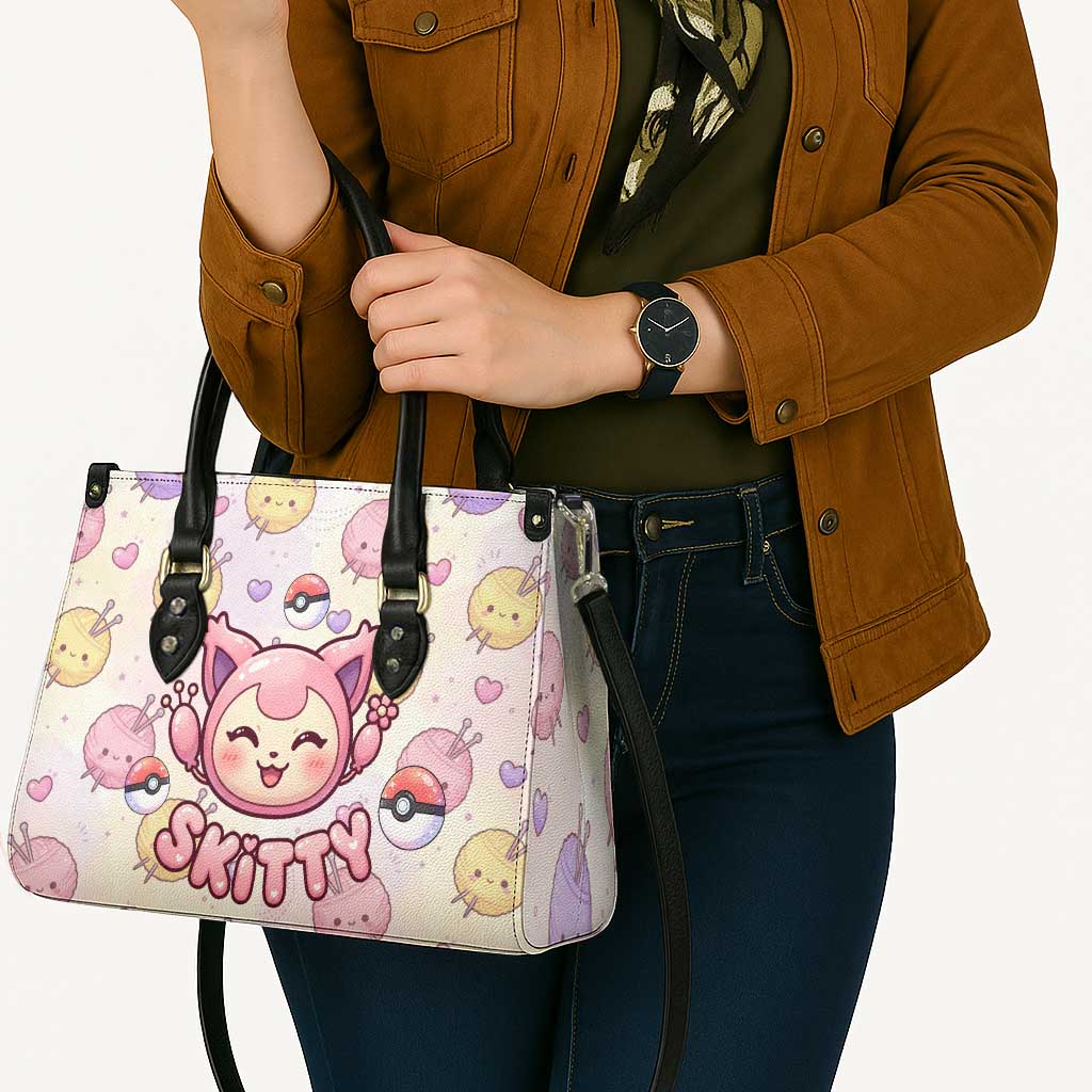 Skitty Pokémon Leather Bag Pastel Kawaii Yarn Art Style