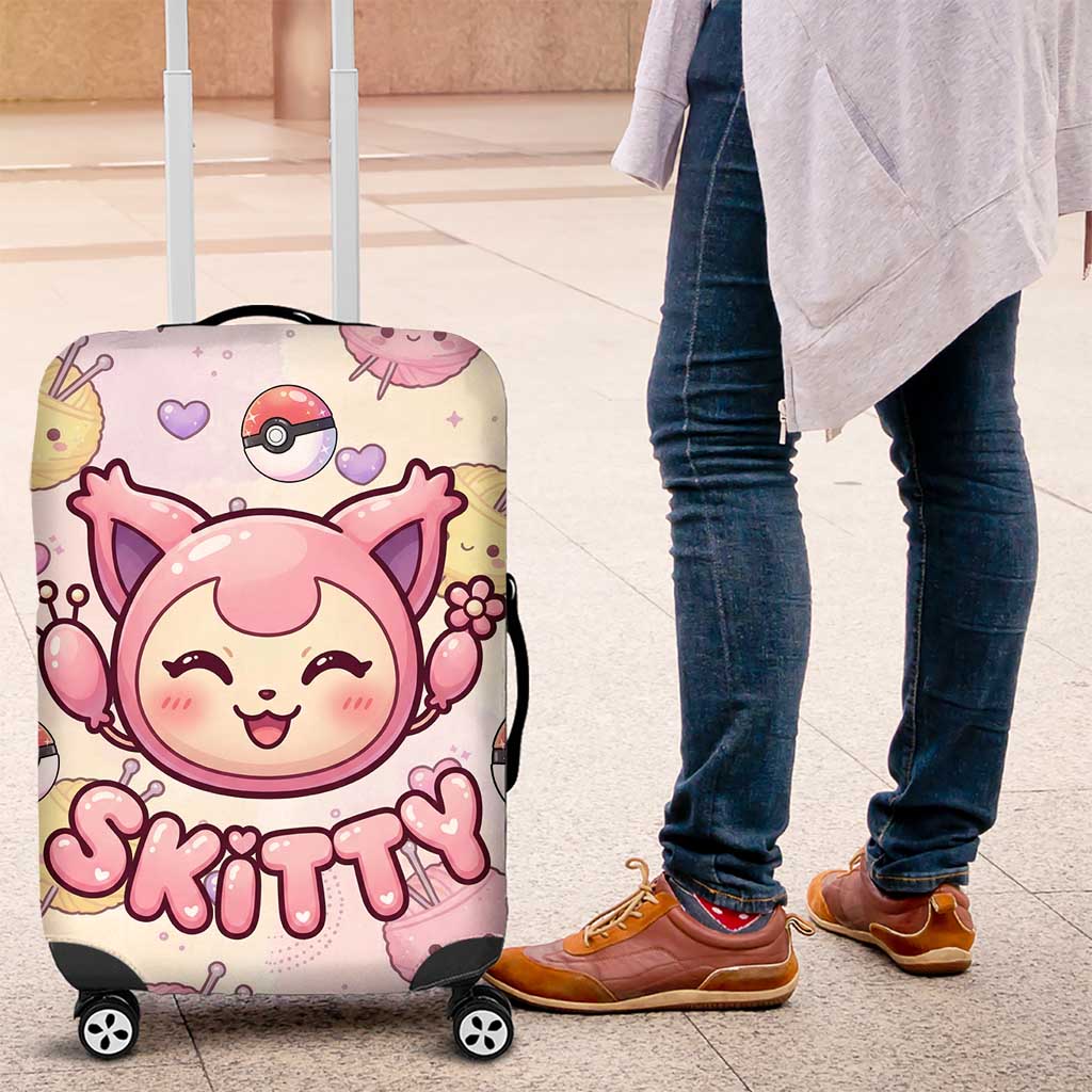 Skitty Pokémon Luggage Cover Pastel Kawaii Yarn Art Style