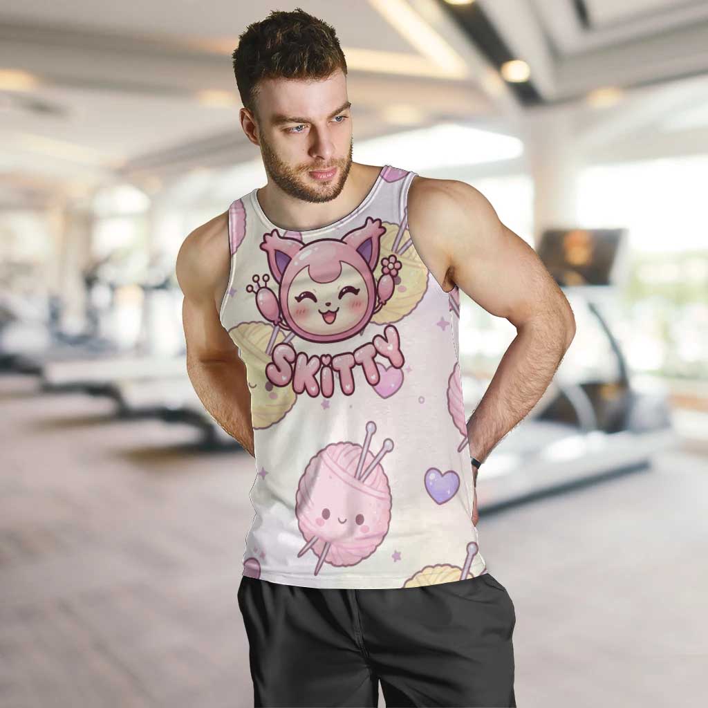 Skitty Pokémon Men Tank Top Pastel Kawaii Yarn Art Style